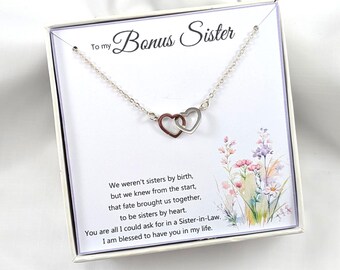 Sister Necklace,Sister Interlocking Heart Silver Necklace ,Big Sister little Sister Necklace,Gift from Sister