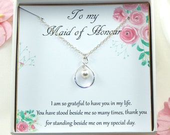 Maid of Honor Gift Necklace,Matron of Honor Gift,Maid of honor Thank You Gift,Maid of Honor Necklace,Maid of Honor Thanks,Bridesmaid Gift