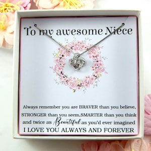 Cadeau collier noeud d&#39;amour nièce, cadeau pour nièce, collier nièce cadeau de la tante, cadeau d&#39;anniversaire nièce, nièce, cadeau inspiration nièce