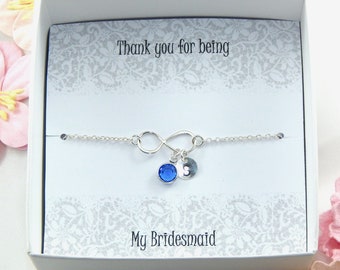 Personalized Bridesmaids Bracelet,Personalized Bridesmaid Jewelry,Bridesmaid Thank you Gift,Bridesmaid infinity Bracelet,Bridesmaids Gift