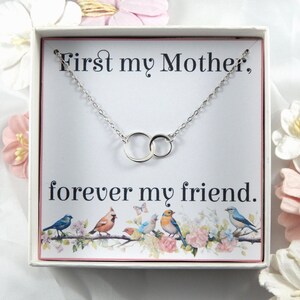 Silver Interlocking circle Necklace,Mother Gift from Daughter Necklace,Gift to Mother from Daughter,Necklace Gift to Mother from Bride