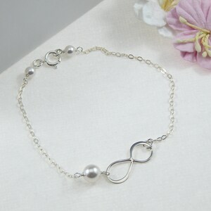 Mother Of The Bride Gift,Mother Silver Infinity Bracelet,Gift to Mom from Bride,Bracelet Gift to Mom from Daughter,Mother Daughter bracelet image 2