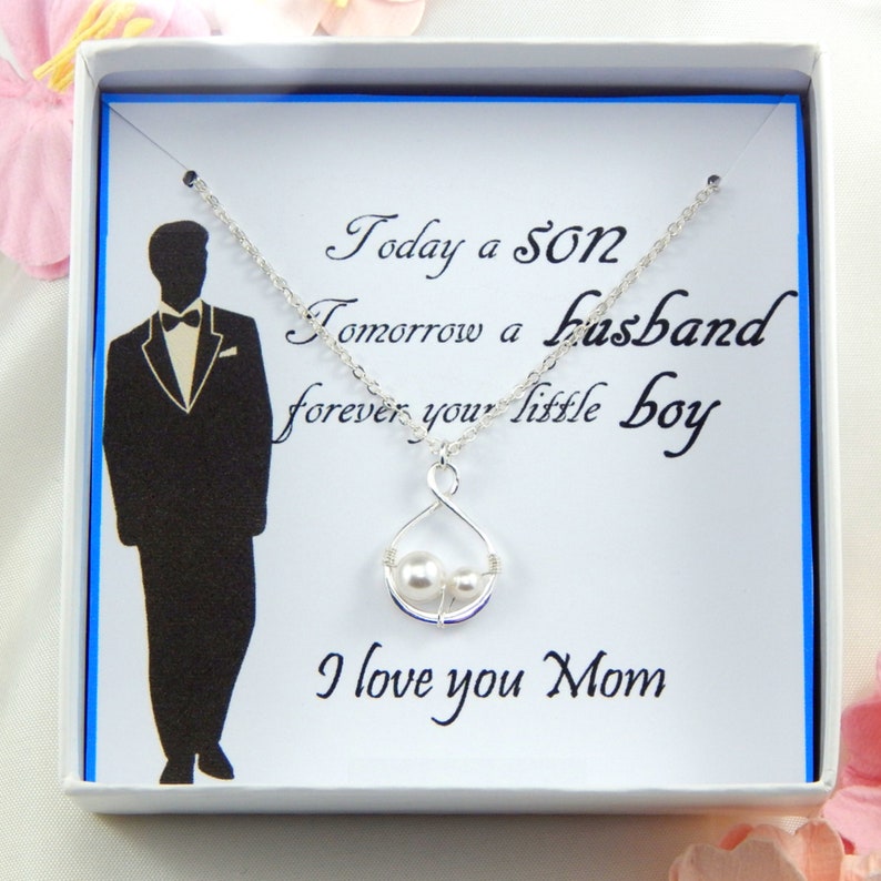 Necklace Gift from Groom to Mother,Mother Of The Groom Necklace Gift,Gift to Mother from Son,Mother and Son Necklace,Mother of Groom Gift image 1