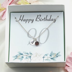 90th Birthday Gift Necklace,Personalized 90th Gift,Gift For 90 year old,90th Personalized Initial And Birthstone Necklace