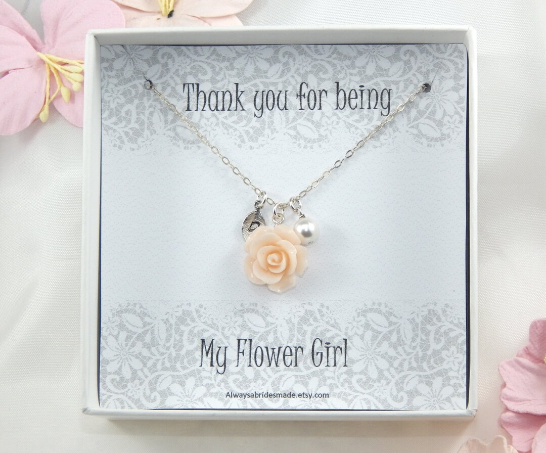 Flower Girl Necklacegift to Flower Girl From Brideflower Etsy