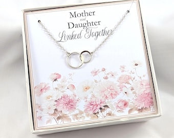 Mother Daughter Necklace, Interlocking Circle Charm, Silver Interlocking Circles Necklace