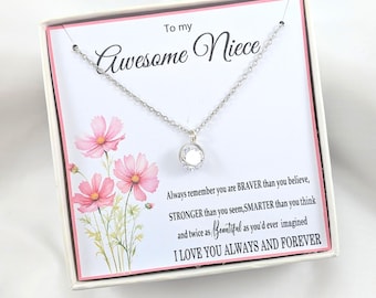 Niece floating Silver Cubic Zirconia Necklace,Niece Gift,Niece Necklace,Niece Gift from Aunt