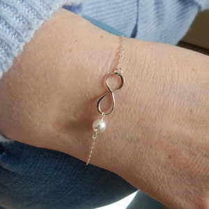 Mother Of The Bride Gift,Mother Silver Infinity Bracelet,Gift to Mom from Bride,Bracelet Gift to Mom from Daughter,Mother Daughter bracelet image 3