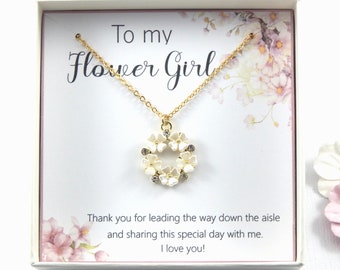 Flower Girl Necklace,Thank you for being our Flower Girl Necklace,Circle of Flowers Flower Girl Necklace,Thank You Gift to flower Girl