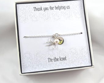 Sterling Silver Bow Bridesmaid Bracelet, Bridesmaid Gift Bracelet,Bracelet for Bridesmaid,Bridesmaids Bracelet,Bridesmaids Gift From Bride