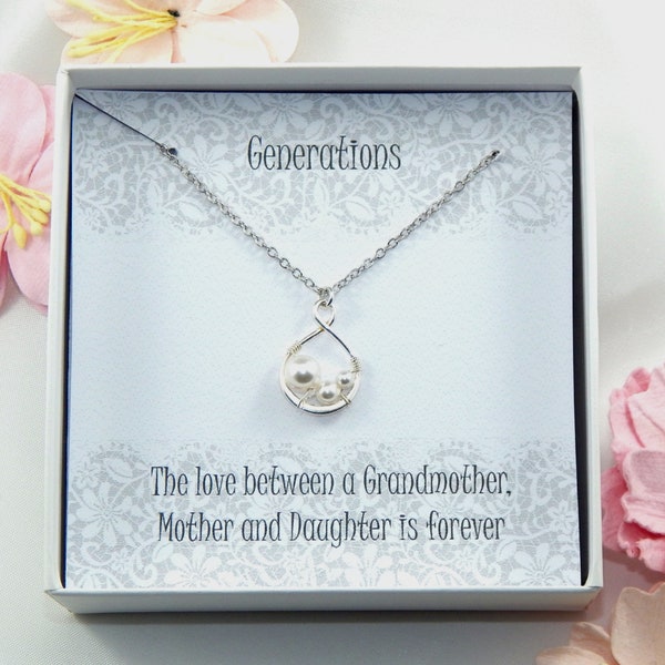 Three Generations Necklace,Grandmother Necklace,Grandmother of the Bride Necklace,Grandmother Gift,New Grandma Gift,3 Generations Jewelry