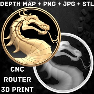 Drachenmedaille, Münzdesign - 3D-Fiber Lasergravur Design, Png, JPEG, Tiefenkarte, für CNC- und Lasergravur - Digital Download