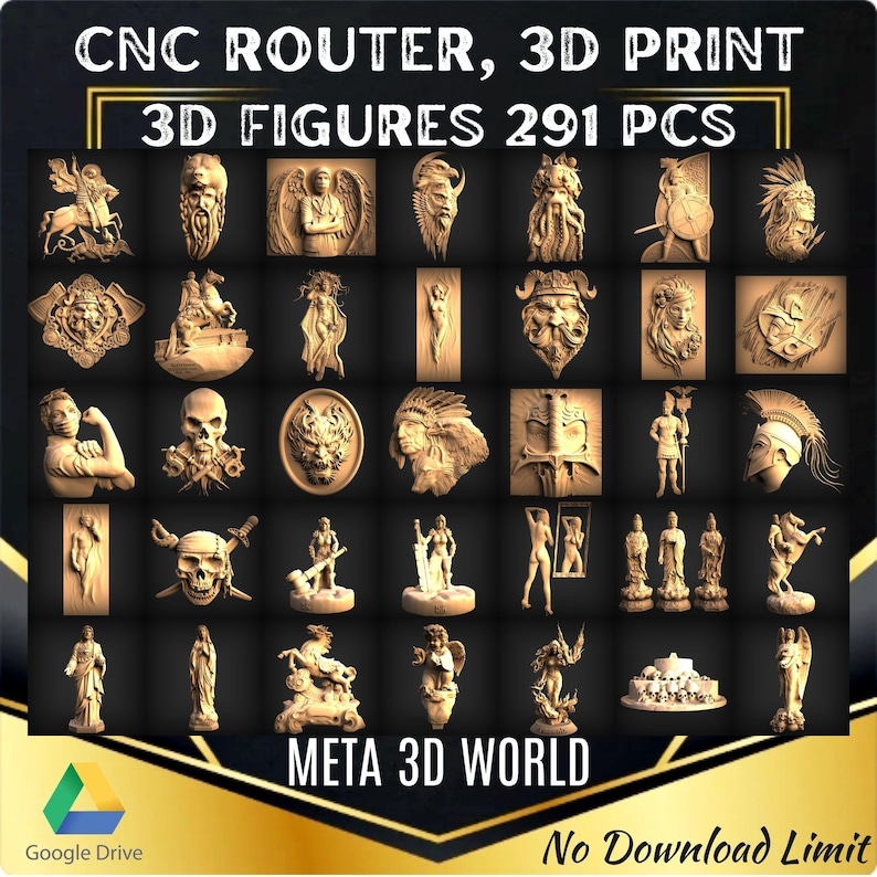 3D Figures Pack: 291 STL Models for CNC Router (3D Print File) - Etsy