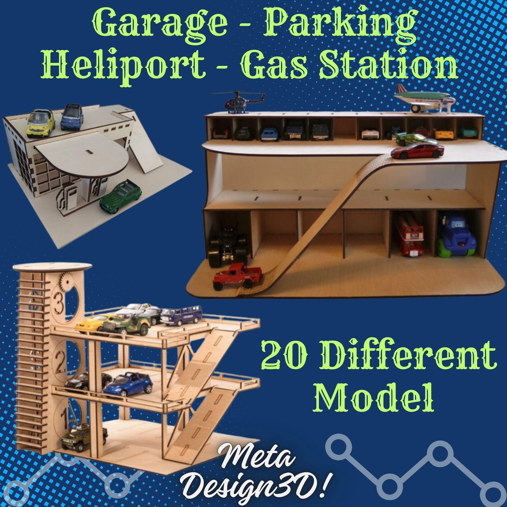 Laser Cut Car Garage Puzzle: 20 Model File Pack (DXF, CDR), image size:2000x2000