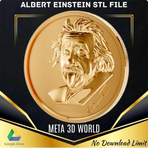 Albert Einstein STL - Modelo STL 3D para enrutador CNC, relieve, Artcam, Aspire, grabador, máquina de tallado, archivo de impresión 3D, madera, arte, decoración de pared
