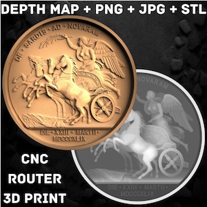 Franz Joseph-medaille, muntontwerp - 3D-vezellasergravureontwerp, png, jpeg, dieptekaart, voor CNC en lasergravure - digitale download