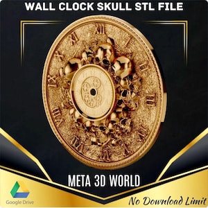 Reloj de pared con calavera: modelo 3D STL para enrutador CNC, relieve, Artcam, Aspire, grabador, máquina de tallado, archivo de impresión 3D, madera, arte, decoración de pared