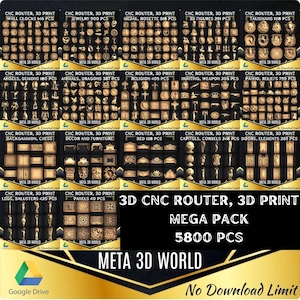 Gesamter Katalog, Mega Pack, 5800 Teile - 3D-STL-Modell für CNC-Fräser, Relief, Artcam, Aspire, Engraver, Schnitzmaschine, 3D-Druckdatei, STL-Pack