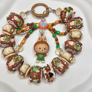 Handmade Authentic Popmart Labubu Phone Charm | Beaded Kawaii Accessory | Cute Bag Charm | Kawaii Keychain | Phone Strap Gift
