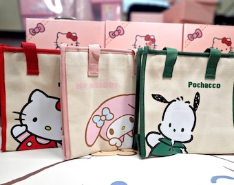 Urocza torba Sanrio z zamkiem błyskawicznym do noszenia na co dzień, do szkoły, do pracy i na wszystkie niezbędne rzeczy