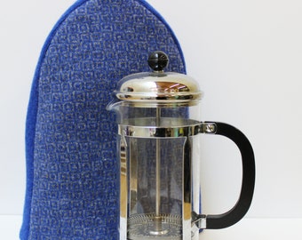 Cafetiere cover in Blue Squares geometric pattern