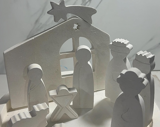 Handmade cement nativity scene | Minimalist handmade nativity scene | Modern Christmas decoration