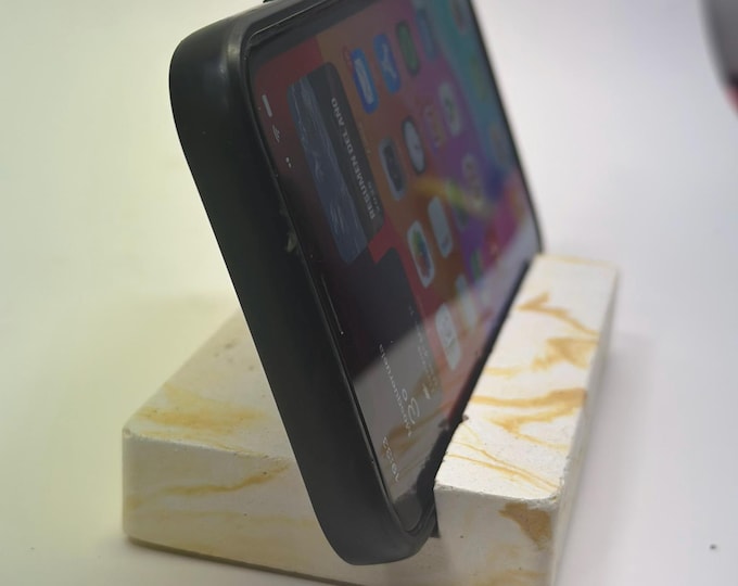 Handmade cement phone stand | Minimalist phone holder | Modern desk organizer