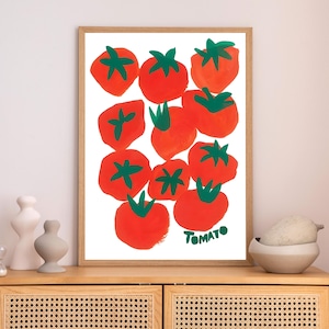 Colorful Tomato Illustration: Modern Kitchen Art (Digital Download)