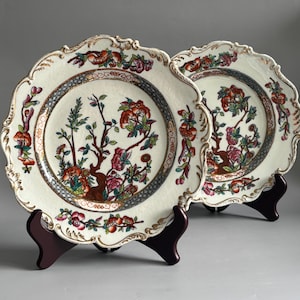 Antique Coalport Indian Tree Plates (Set of 2) - English Bone China, 9&quot;. Prized Possessions USA.