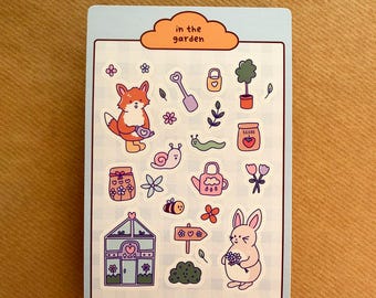 Garden themed sticker sheet ~ matte journal stickers
