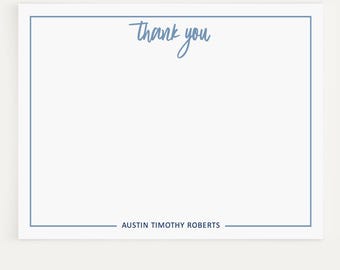 Personalized Thank You Note Cards: Stationery for Men, Graduation Thank You Notes, Modern Stationery Set