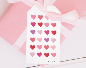 Valentines Card with Hearts, Valentine's Day Treat Bag Tag, Gift Tag XOXO