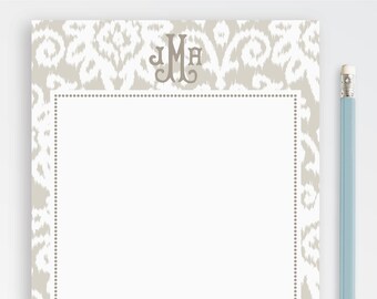Neutral Notepad Personalized with Monogram, Classy Stationery with Envelopes and Coordinating Return Address