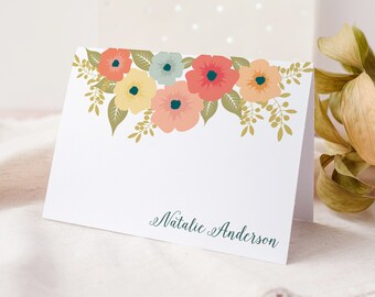 Floral Stationery Note Cards, Personalized Thank You Card Fall Flowers, Bridal Thank You Notes, Personal Note Cards, Gift Idea {Botanicals}