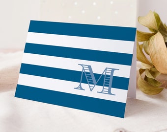 Monogram Thank You Cards, Modern Stationery for Men, Notecard with Initial, Personalized Thank You Notes, Family Stationary Blank CABANA