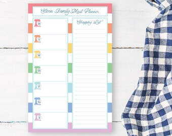 Notepad Meal Planner, Family Menu Notepad, Meal and Shopping List, Weekly Planner for Meals Groceries, Family Meal Notepad  RAINBOW MIXER