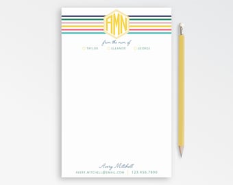 From the Mom of Notepad, Personalized Notepad for Mom, Custom Notepad for Mom, Stylish Notepad, Personalized Gift for Mom {AMD Thin Stripes}