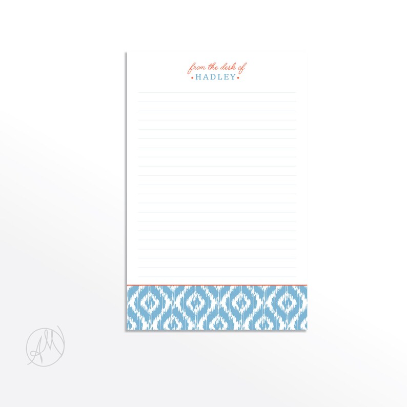 Note pad Personalized Bridesmaid Gift Preppy Notepad From the Desk of Notepad Gifts for her Personalized Notepad Custom Stationery