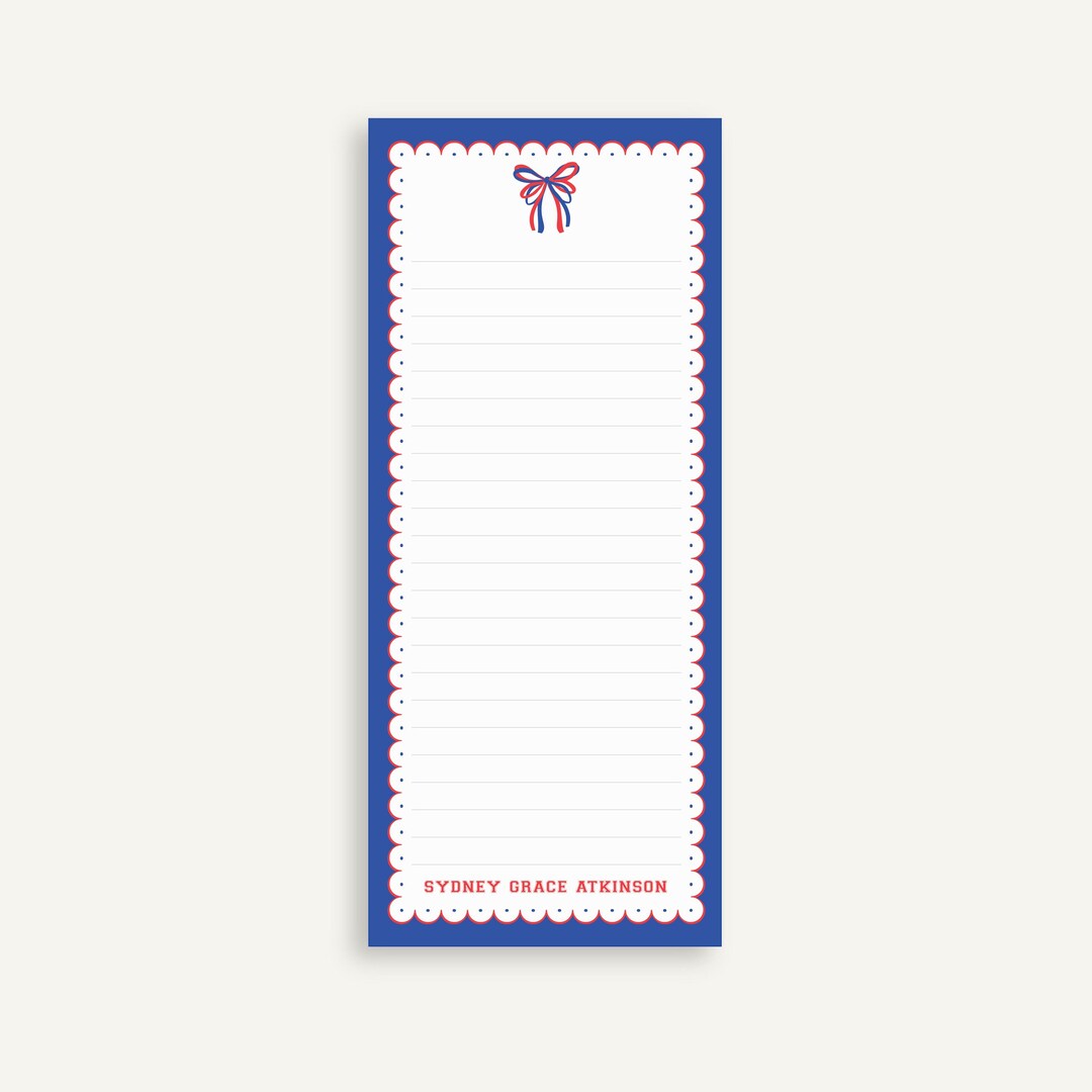 Bow Notepad Personalized College Bow Notepad: Scallop to Do List, School Team ...