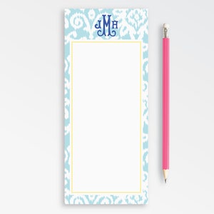 Monogrammed To Do List, Personalized Notepad, Monogram Grocery List, Notepad List, Long Notepad, Stationery for her, Family Notes Birthday image 1