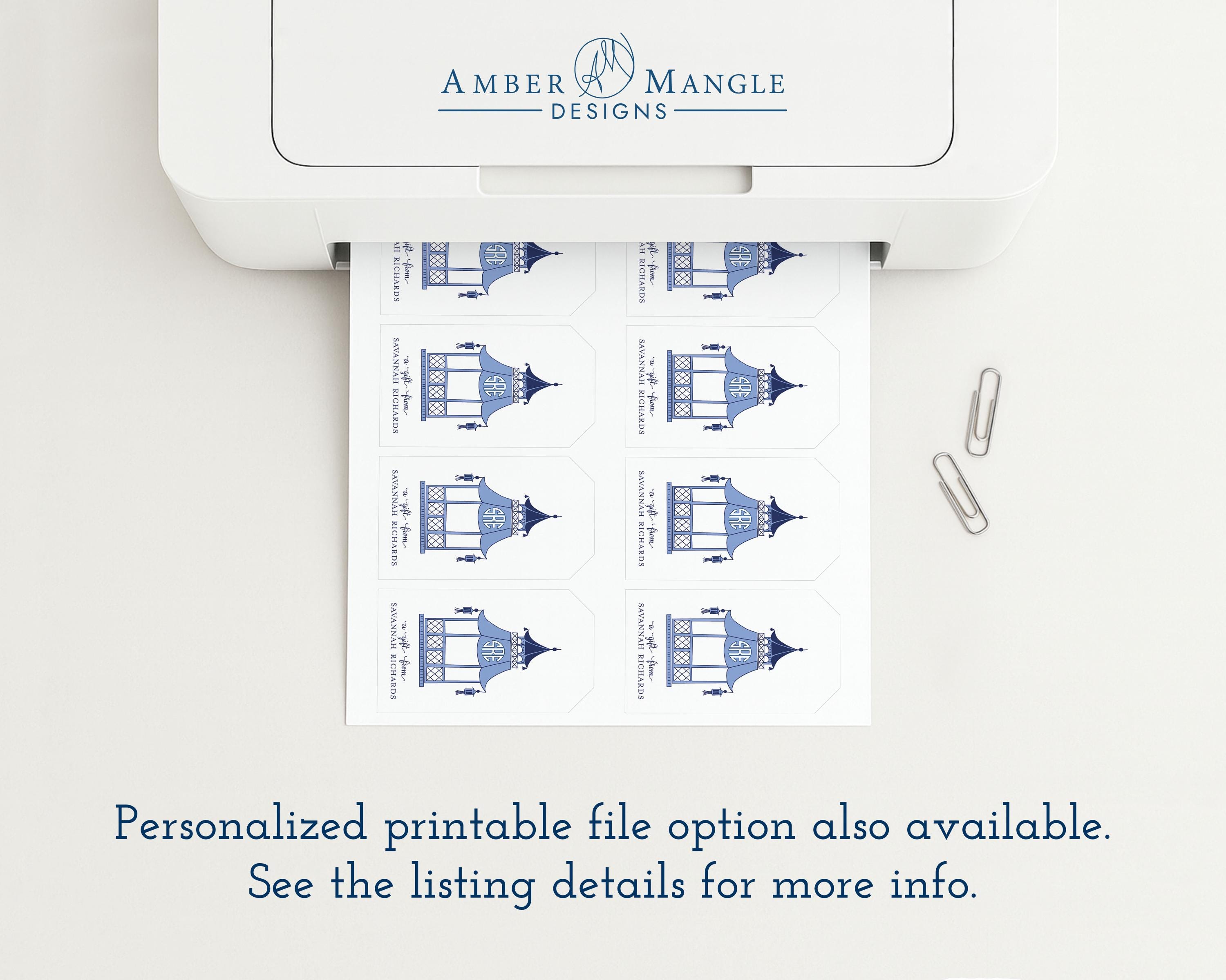 Personalized Gift Tags With Custom Monogram: Chinoiserie Pagoda Tag ...