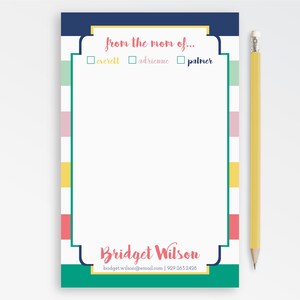 From the Mom of Notepad, Personalized Notepad for Mom, Custom Notepad for Mom, Stylish Notepad, Personalized Gift for Mom, AMD Stripes image 2