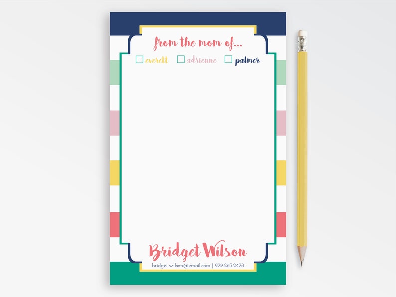 From the Mom of Notepad, Personalized Notepad for Mom, Custom Notepad for Mom, Stylish Notepad, Personalized Gift for Mom, AMD Stripes image 2