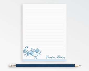 Personalized Stationery, Small Notepad, Custom Note Pad, Bird Stationery, Notepad for Her, Women's Stationary Set {Song of the South}