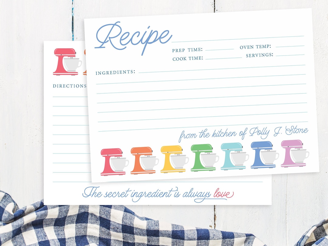 Personalized Kitchen Mixer Recipe Cards: From the Kitchen of Recipe ...
