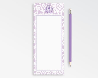 Monogram Skinny Notepad Personalized, Feminine Lavender To Do List Note Pad with or without lines