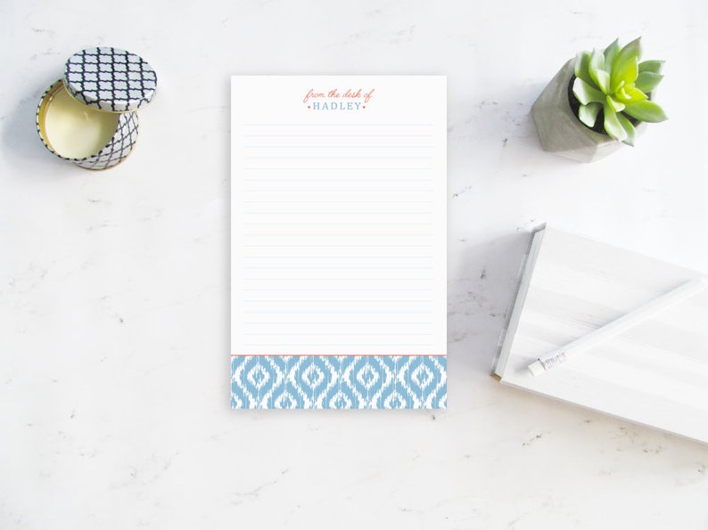 Note pad Personalized Bridesmaid Gift Preppy Notepad From the Desk of Notepad Gifts for her Personalized Notepad Custom Stationery