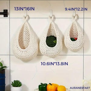 3 pc Wall Hanging Basket: Kitchen & Bathroom Organizer