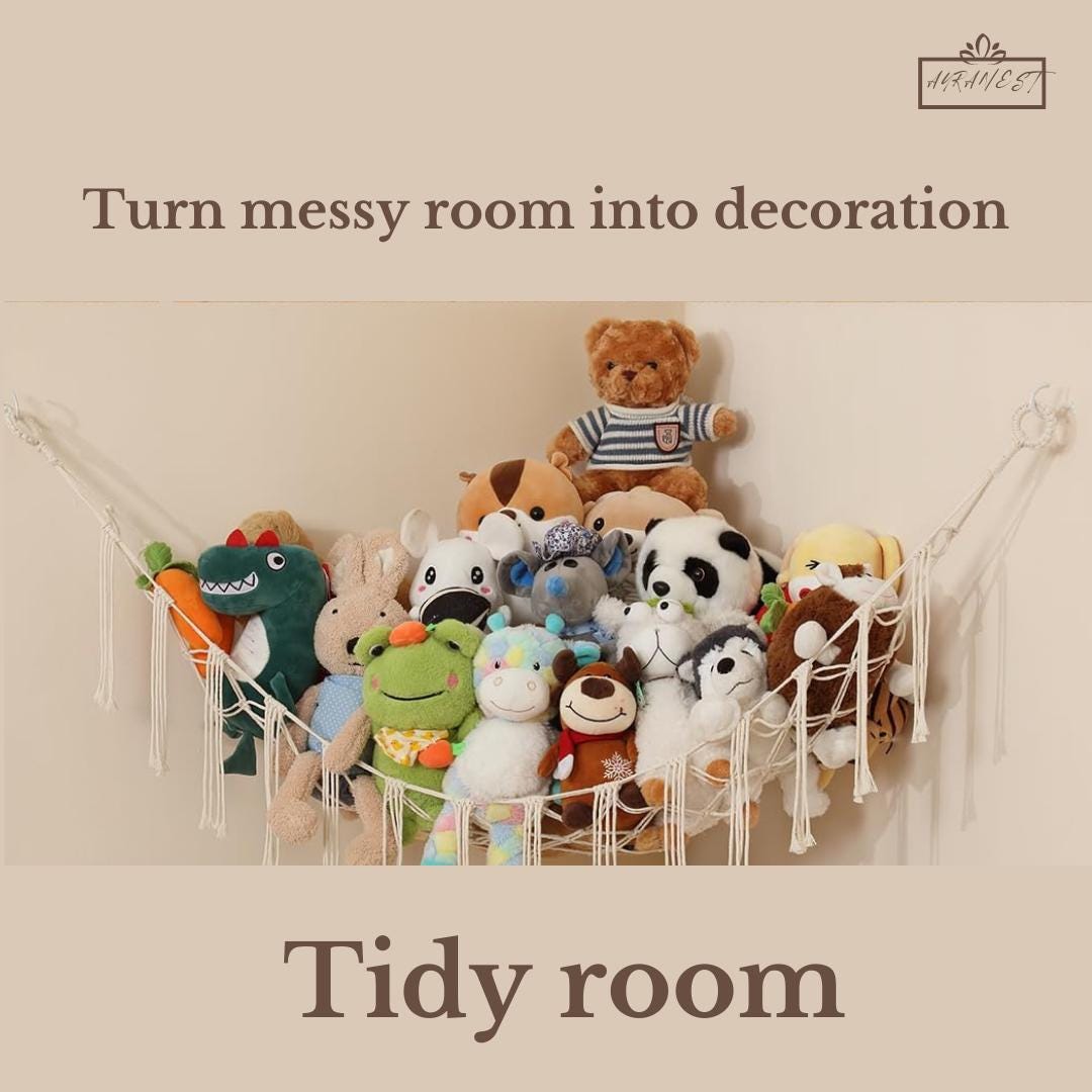 Hamac De Rangement En Macramé Pour Jouets En Peluche - Filet D'Angle à Suspendre Pour Chambre D'Enfant