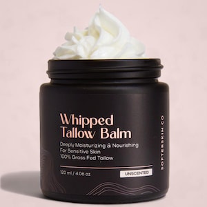 Tallow Balm for Face & Body  - Unscented - All Natural Beef Tallow for Sensitive Skin - Organic Handmade Moisturizing Cream